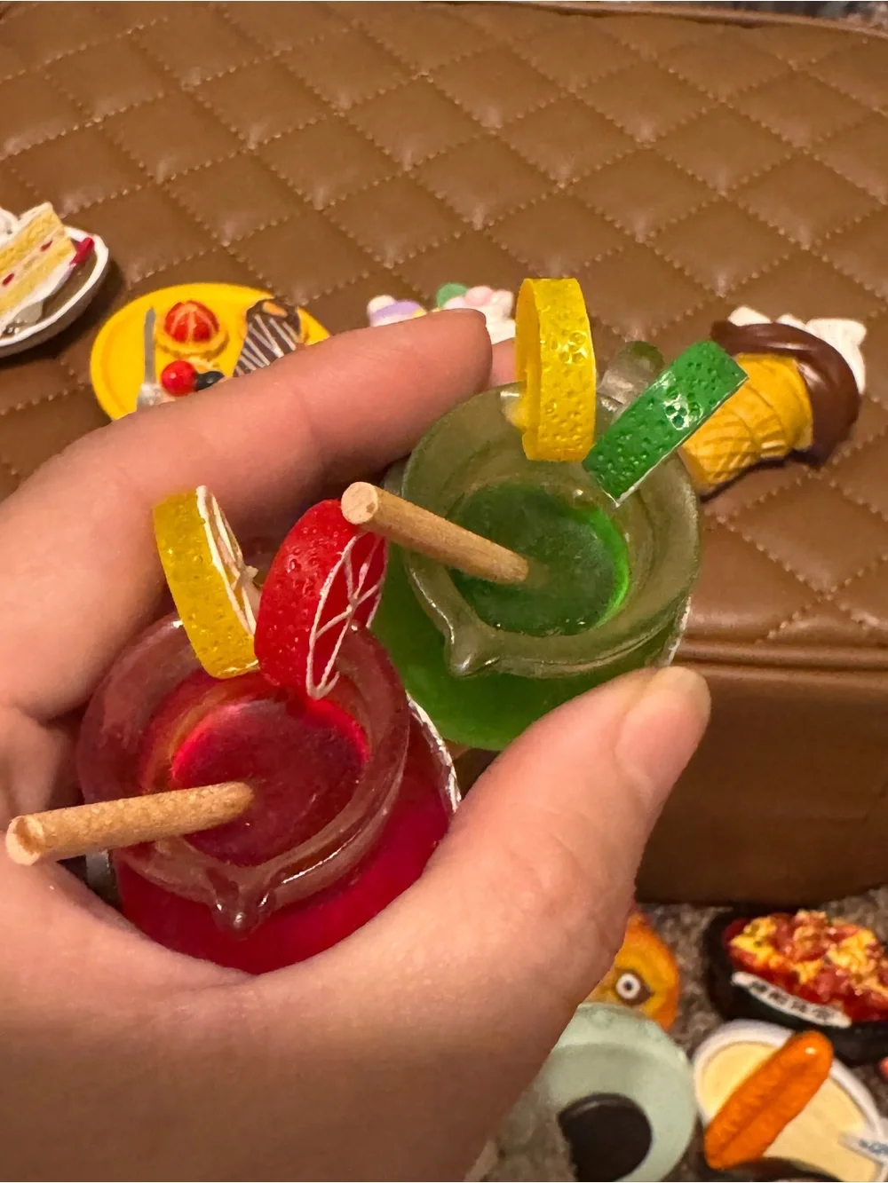 Assorted Dessert & Drink Resin Magnets - Yellow, Red, Green, Brown Accents